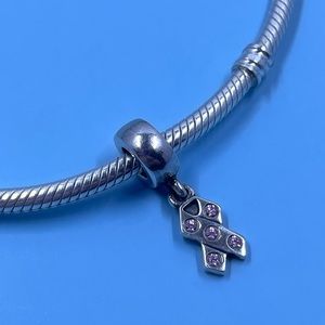 Authentic Pandora Breast Cancer Awareness Ribbon Dangle Sterling Silver